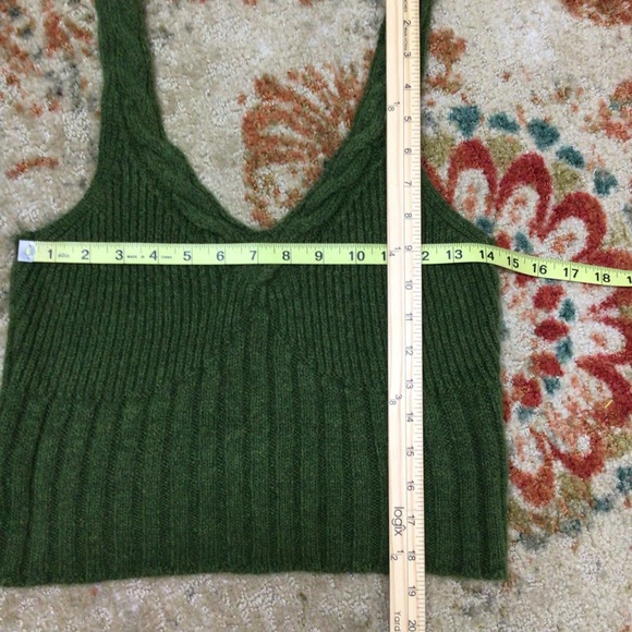 NWT New $148 Anthropologie Hooded Green Cable Knit Cardigan Tank Sweater Set M - Picture 9 of 16